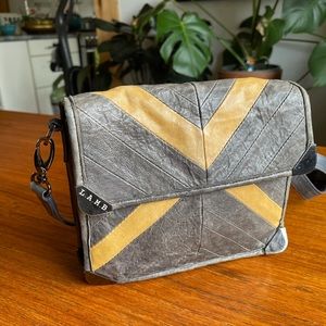 L.A.M.B Gray and yellow leather purse